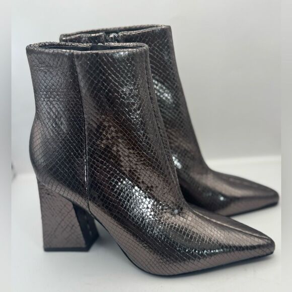 Marc Fisher Women’s Size 5 Kulika Metalic Brown Silver Heeled Pointed Toe Boots - Picture 1 of 7